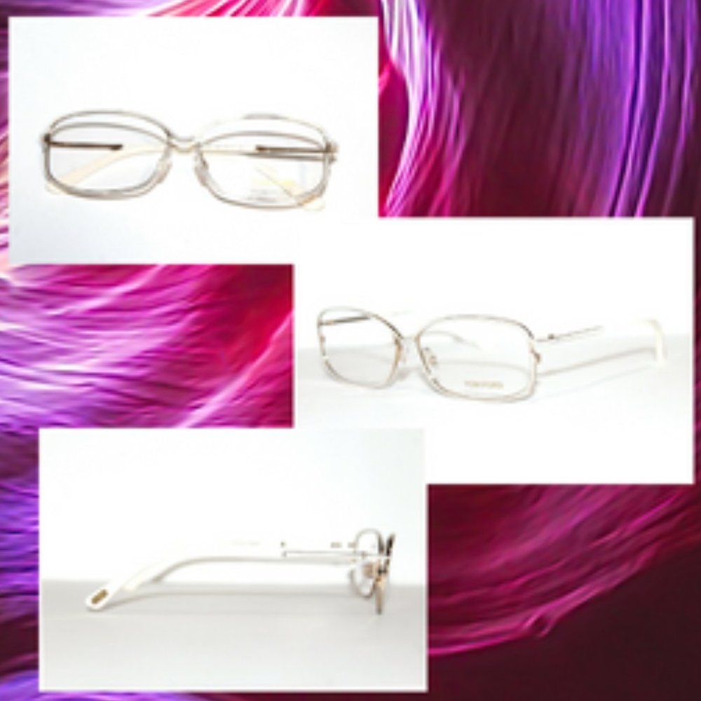 New Tom Ford Rectangular Eyeglasses TF5191 028 Gold/Ivory